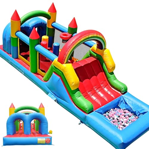 25FT Commercial Bounce House for Adults Big Kids, 100% PVC Inflatable Obstacle Course Bounce House for Kids, Water Bouncer House with Water Slides/Blower, Heavy Duty Quality Outdoor Party, 25x8x8.2FT