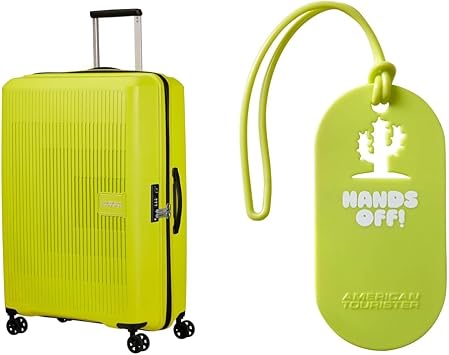 American tourister Aerostep Spinner L Expandable case 77 cm Green with Luggage Tags, Hands Off