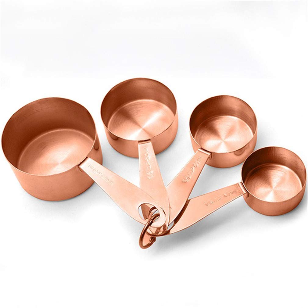 4Pcs Stainless Steel Measuring Cups Spoons Set for Dry and Liquid Ingredients Fits in Spice Jars