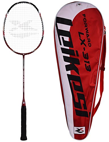 IRIS Carbon-Steel Badminton Racquet (67 cm x 23 cm x 5 cm, Red, Pack of 2)