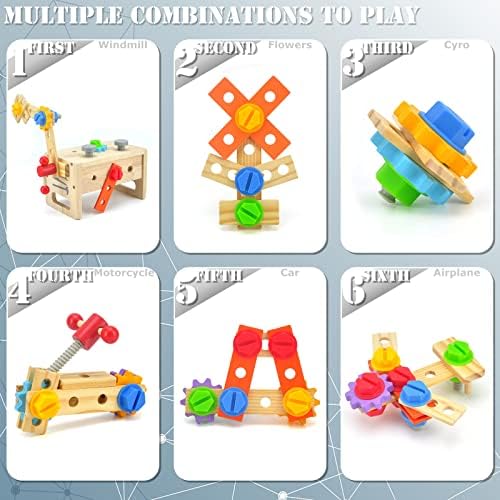 Wooden Tool Set for Boys - 29Pcs Kids Tool Sets, Learning Educational Building Construction Sets Toys for 3 Year Old Boy, Montessori Pretend Play Toy Tools for Kids Ages 3-7 Years Old 4 51N2a+XqdQL. AC