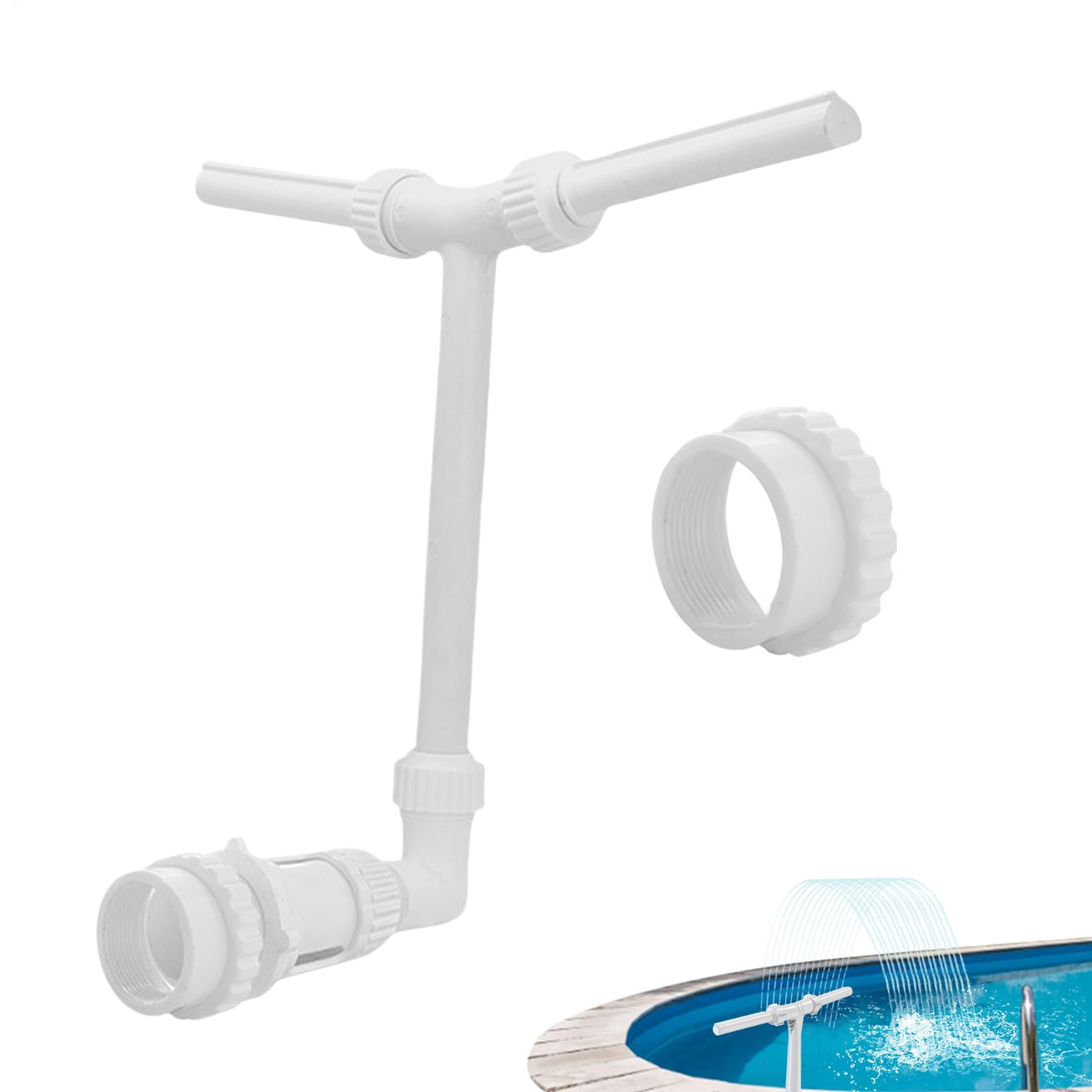 Fontana d'acqua per piscina e spa, con doppio spruzzo, design regolabile a 360°, fontana da piscina per piscine, fontana per irrigatori, ed efficiente, migliora la tua esperienza in piscina