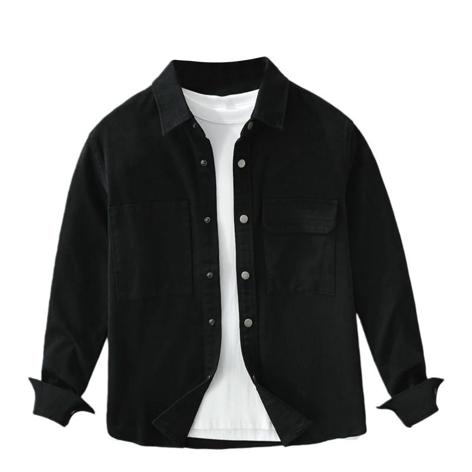 Camisa de trabajo japonesa minimalista de hombre con botones ocultos ejecutiva 4
