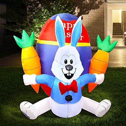Needostar 4 Ft Happy Easter Inflatable Bunny With Egg, Easter Blow Up Decoration Rabbit Carrot, Easter Outdoor Inflatable For Garden Yard Lawn Holiday #TOP6