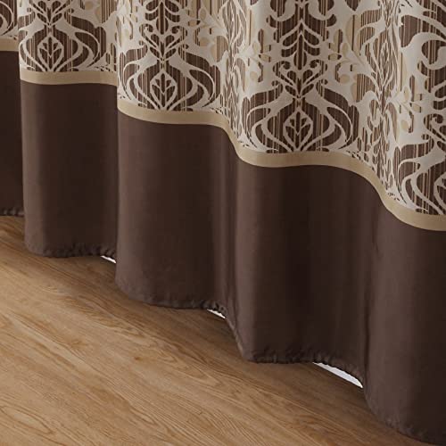 Mvsuta Sterling Farmhouse Brown Waterproof Polyester Fabric Chocolate Vintage Printed Long Shower Curtain,Damask Stripes Bathroom Curtains,72" W X Extra 78" L #TOP4