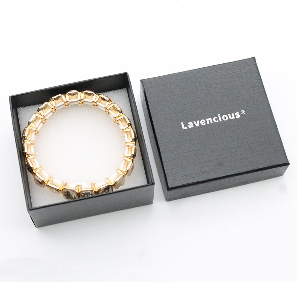 Lavencious Elegant and Thin Stretch Bracelet Adorned with Sparking Crystals Bridal Wedding Jewelry for Women 7" - Image 5