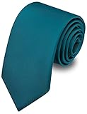 Branduce Teal Blue Tie for Wedding Men Business Premium Solid Silk Fashion Necktie (TA02-30)