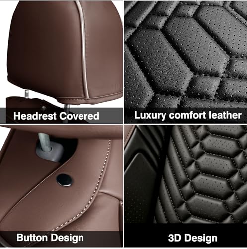 Image of Foneso Faux Leather Seat Covers Fit for Chevy Silverado GMC Sierra | Waterproof Car Seat Cushions for 2007-2025 1500, 2015-2025 2500HD 3500HD Trail Boss Z71 Crew Double Extended Cab Pickup