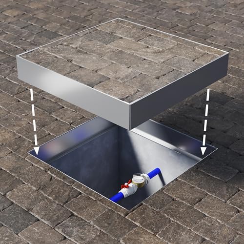 Schachtabdeckung Edelstahl 400x400 Höhe 50 mm Revisionsschacht Gullideckel Auspflasterbar EN - 124