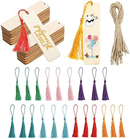 ZOCONE 108 PCS Blank Wood Bookmarks Set, 36 PCS Wood Bookmark+36 PCS