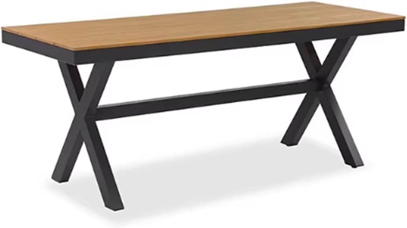 Outdoor Patio Dining Set Furniture with Chairs and Teak Wood Tabletop Square Table for Deck Garden Backyard Lawn Poolside(R)