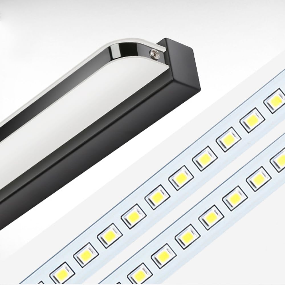 Nowoczesna lampa ścienna do wnętrz, lampa LED do lustra, łazienka, 40 cm, zimna biel, 9 W, lampa ścienna do sypialni, oświetlenie szafki z lustrem (kolor czarny, 60 cm)