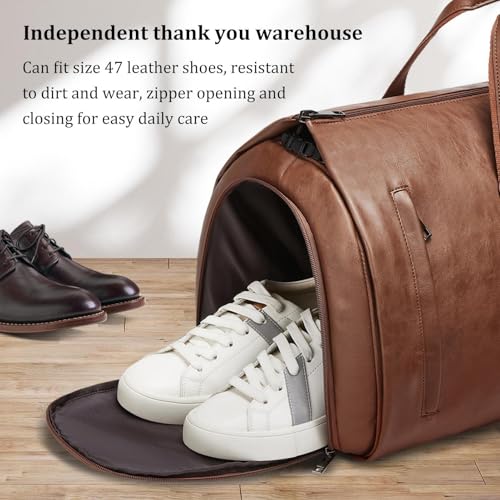Garment Bag - Suit Luggage Bag - Garment Duffel Bag With Shoe Compartment | PU Leather Convertible Suit Travel Bag | Waterproof Carry-On Luggage For Men And Women – Weekender Duffle3