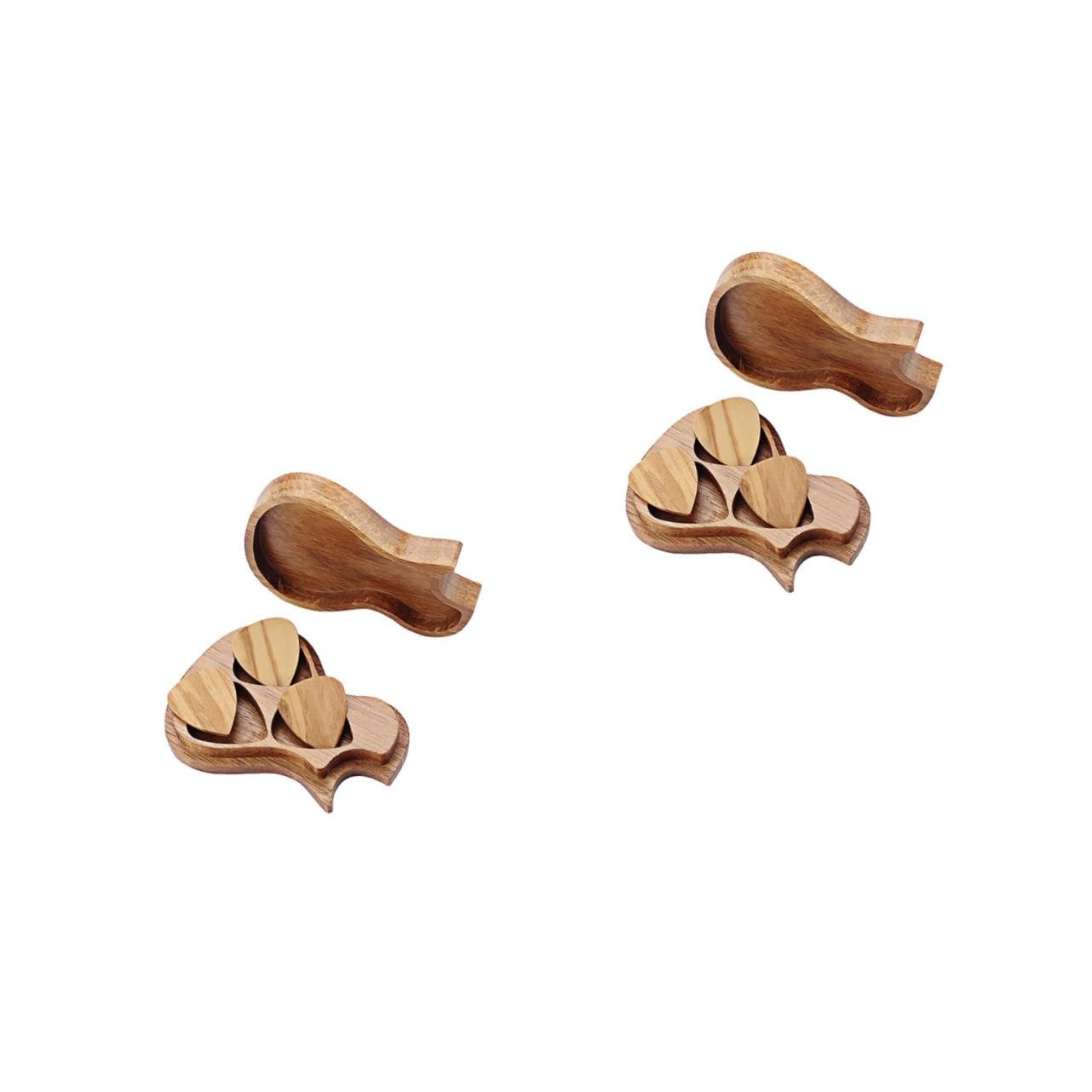 Kisangel 2 Ensembles Set de Médiators Bois avec Support Pratique pour Guitare Accessoires