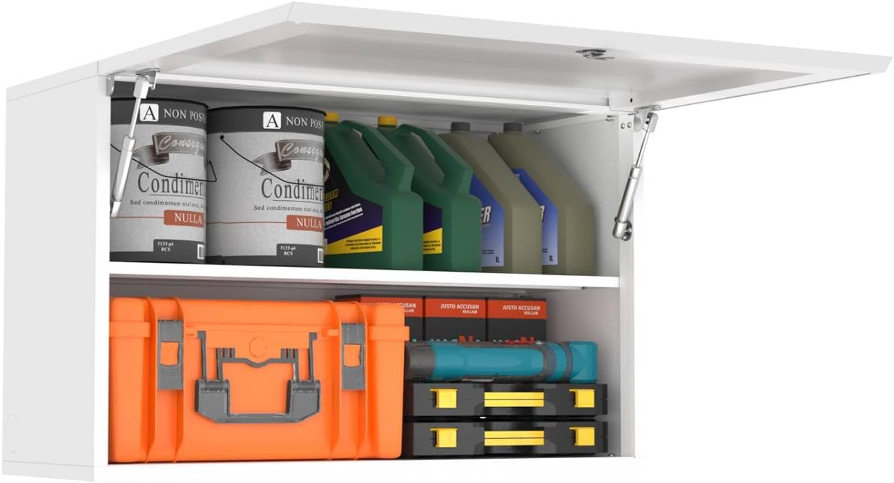 Metal Wall Storage with Lock White Garage