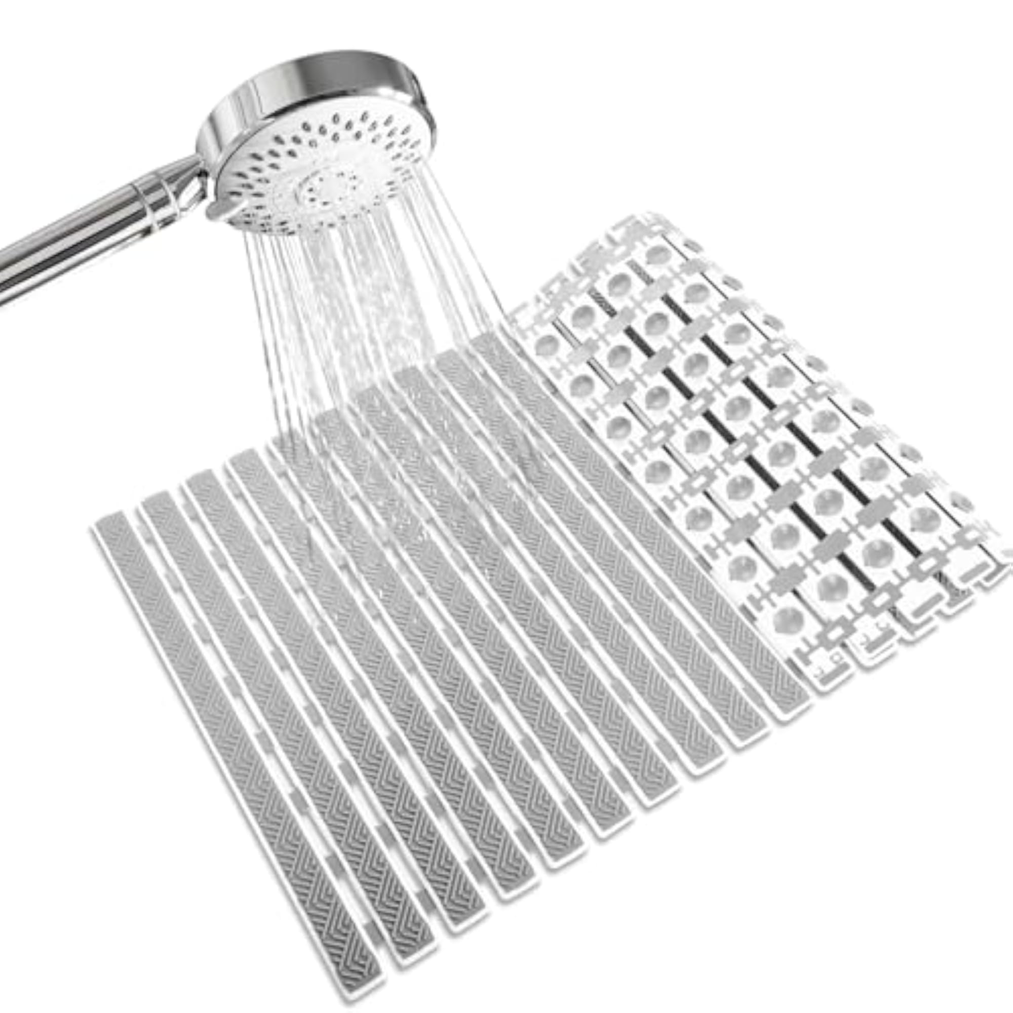 PVC Anti Slip Shower Mat with Suction Cups, Grey