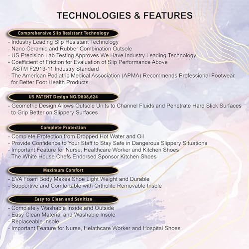 Women's Slip Resistant Waterproof Nurse Shoe for Work - Multiple Colors, Sizes 6-12