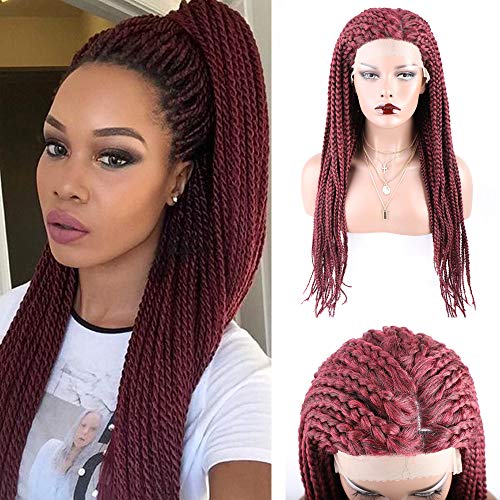 TOOCCI Pelucas rizadas Cabello humano Wigs 150% Density Braided Wigs Long Wigs para mujer 99J Color 24 pulgadas Cover