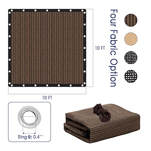 Vicllax 90% Shade Fabric Sun Shade Cloth Privacy Screen With Reinforced Grommets For Outdoor Patio Garden Pergola Cover Canopy 10X10 Ft, Mocha #TOP6
