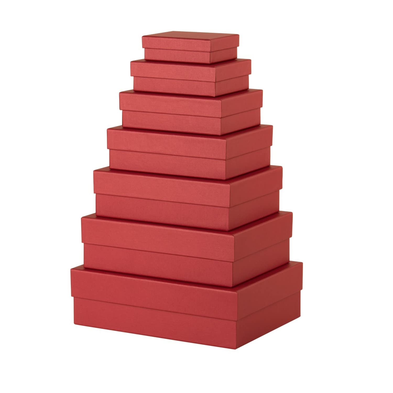 Rössler Papier 13411453530 - Caja de regalo Boxline con tapa, set de 7 cajas de regalo, granate, cajas de cartón rectangulares | Cajas decorativas con tapa para regalos, presentaciones y envases creativos