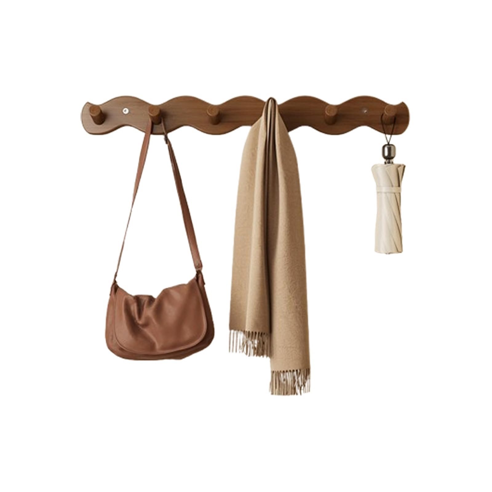 FGXHHS Wall Coat Rack, Wooden Hooks with Shelf, Multi Hook Racks, Hanging Shelving Dual and Key Hooks, for Bathroom, Bedroom, Kitchen, Living Room, Mudroom(Brown,NO6)