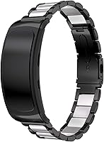 Vista 9 de Correa de reloj de metal compatible con Samsung Gear Fit2 Pro SM-R365/Gear Fit2 SM-R360 Reemplazo de correa de acero inoxidable de ajuste rápido