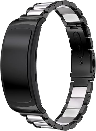 Correa de reloj de metal compatible con Samsung Gear Fit2 Pro SM-R365Gear Fit2 SM-R360 Correa de repuesto de acero inoxidable de ajuste rápido para