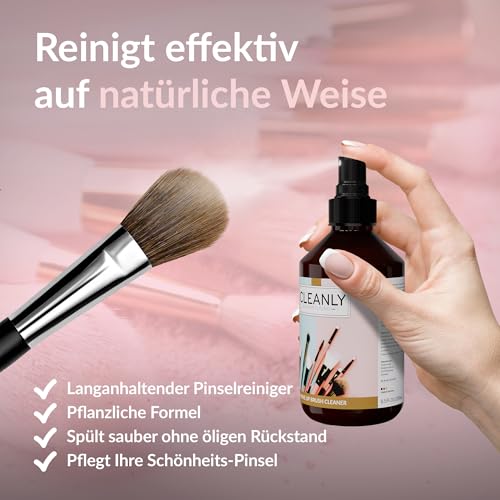 Natürlicher Pinselreiniger von CLEANLY 250 ml I Sanfte und Pflegende Pinsel Reinigung I Schminkpinsel Reinigung für Make-up Pinsel I Nachhaltige Alternative zu chemischer Pinselseife