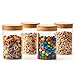 EZOWare Boîte Bocaux de Rangement en Verre Borosilicate Alimentaire Conservation avec Bambou Bois Couvercle Hermétique, 1500ml, Lot de 4