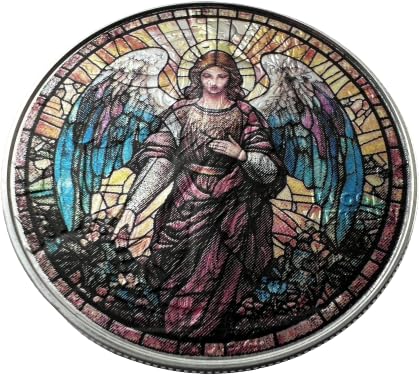 Stained Glass Guardian Angel - American Silver Eagle - Christian - Collectible Silver Fine Art Coin