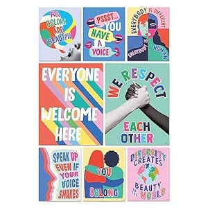 S&O Set of 8 Diversity Posters for Learning Space – Inclusion Prints & Decorations – School Counselor Office Design – Everyone is Welcome Here Sign – High School Learning Decor – Safe Space Sign