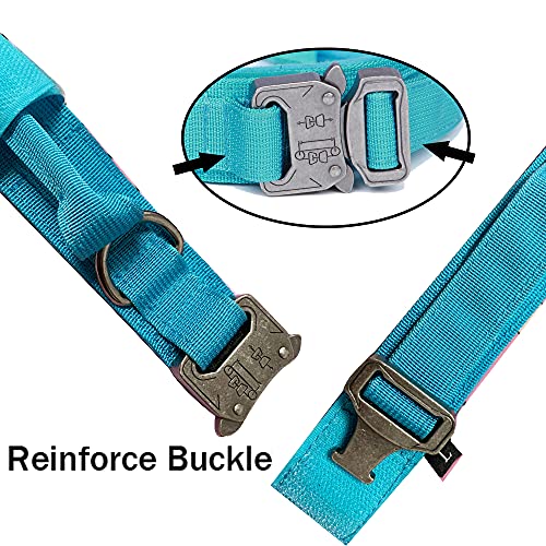 Image of Tactical Dog Collar and Leash Set Adjustable Military Nylon Dog Collar with Control Handle and Heavy Duty Metal Buckle for Large Dogs(Blue S