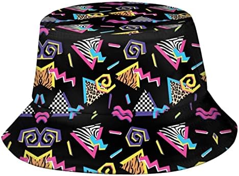 Retro Fashion 80s 90s Bucket Hat for Men Women Funny Summer Beach Fishing Hat Packable Outdoor Sun Fisherman Hat