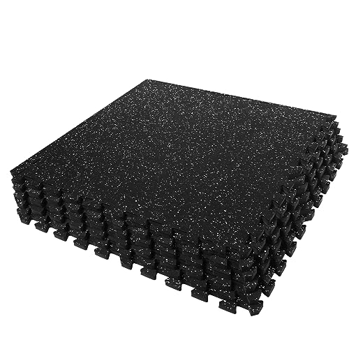 SUPERJARE 0.4 Inch Gym Flooring for Home Gym, 6 Tiles Gym Floor Mat with Heavy Duty Rubber Top