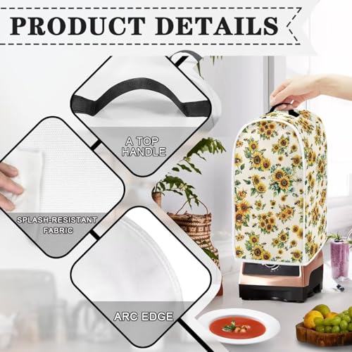 Image of Talayituse Sunflower Bee Print Blender Dust Cover, Fingerprint Protection Cover for Stand Mixer or Coffee Machine, Home Kitchen Appliance Covers for Stain Dust Resistant Supplies
