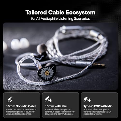 Image of Linsoul Kiwi Ears x B Media: Chorus Dynamic Driver in Ear Monitor IEMs | with Powerful and Engaging Tuning, CNC Metal Faceplate, 2Pin Cable for Audiophiles Musicians, Black, 3.5mm with Mic