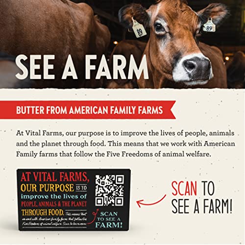 Vital Farms Butter Sticks, Unsalted, 16 Oz, 4 X 1/4 Lb Sticks #TOP1