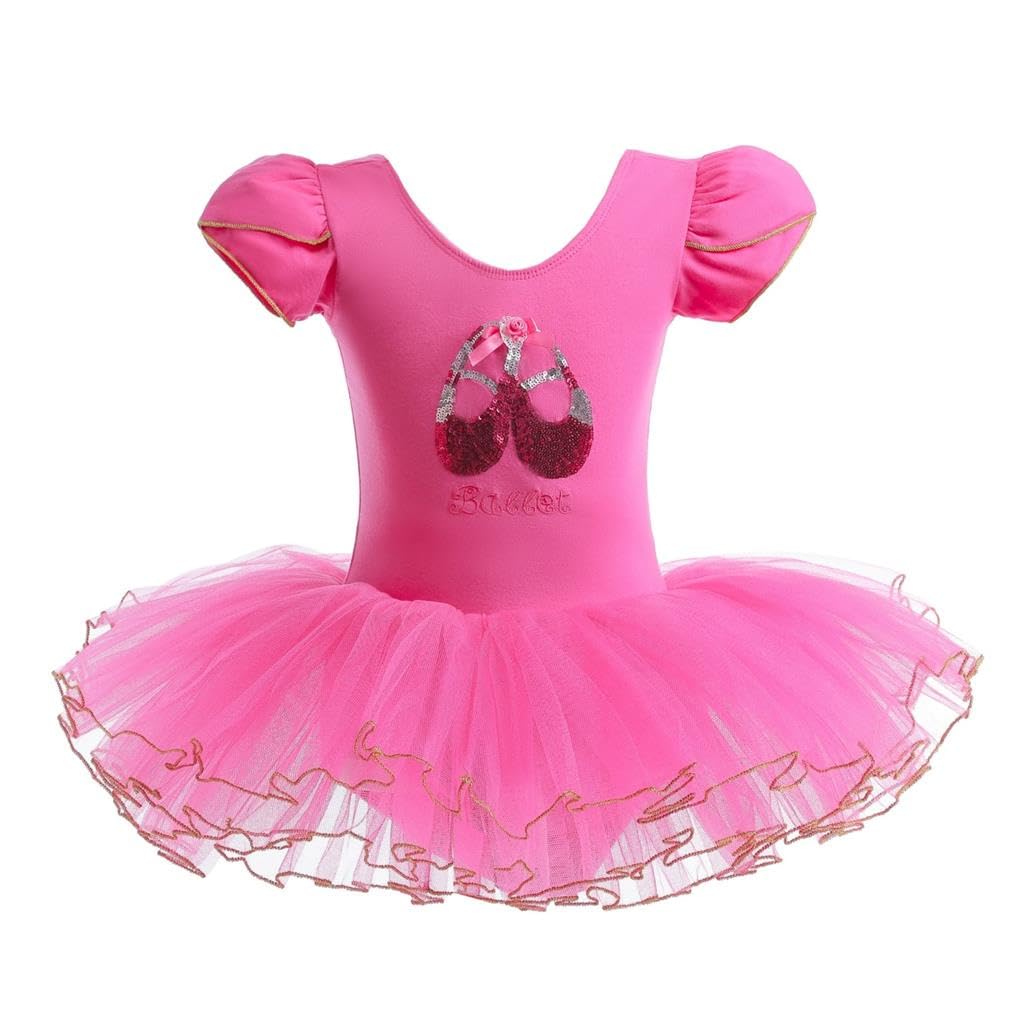 Lito Angels Tutu Danse Classique pour Enfant Fille, Robe de Ballet Ballerine, Justaucorps avec Jupe, Rose