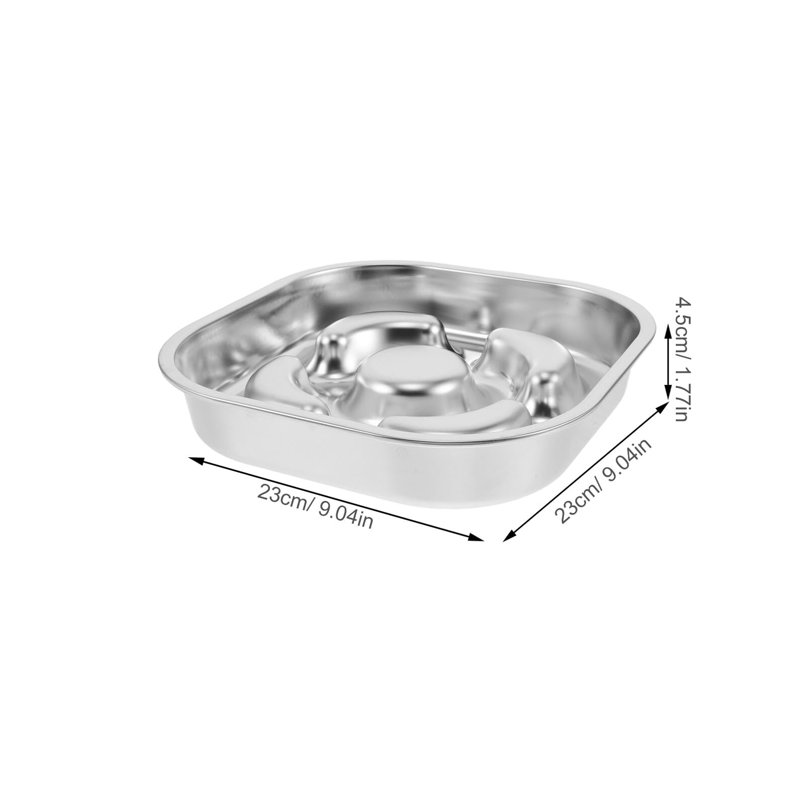 POPETPOP Comedero para Mascotas Tipo Laberinto de Acero Inoxidable 23x23 Cm Base Antideslizante, Cuenco de Alimentación Lenta para Perros y Gatos, Tazón Interactivo para Mejorar