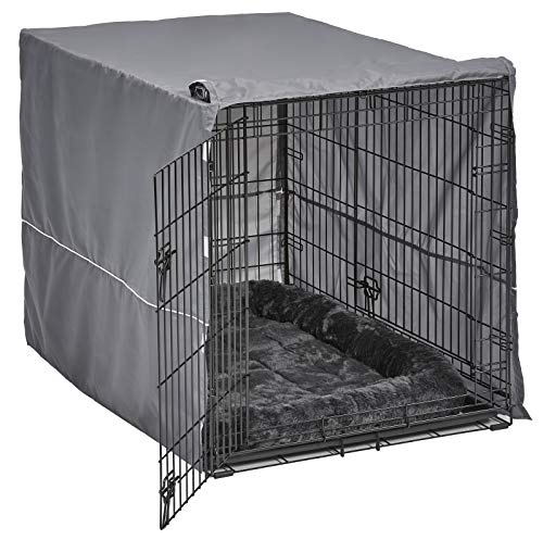 New World Double Door Dog Crate Kit | Dog Crate Kit Includes One Two-Door Dog Crate, Matching Gray Dog Bed & Gray Dog Crate Cover, 42-Inch Kit Ideal For Large Dog Breeds #TOP3