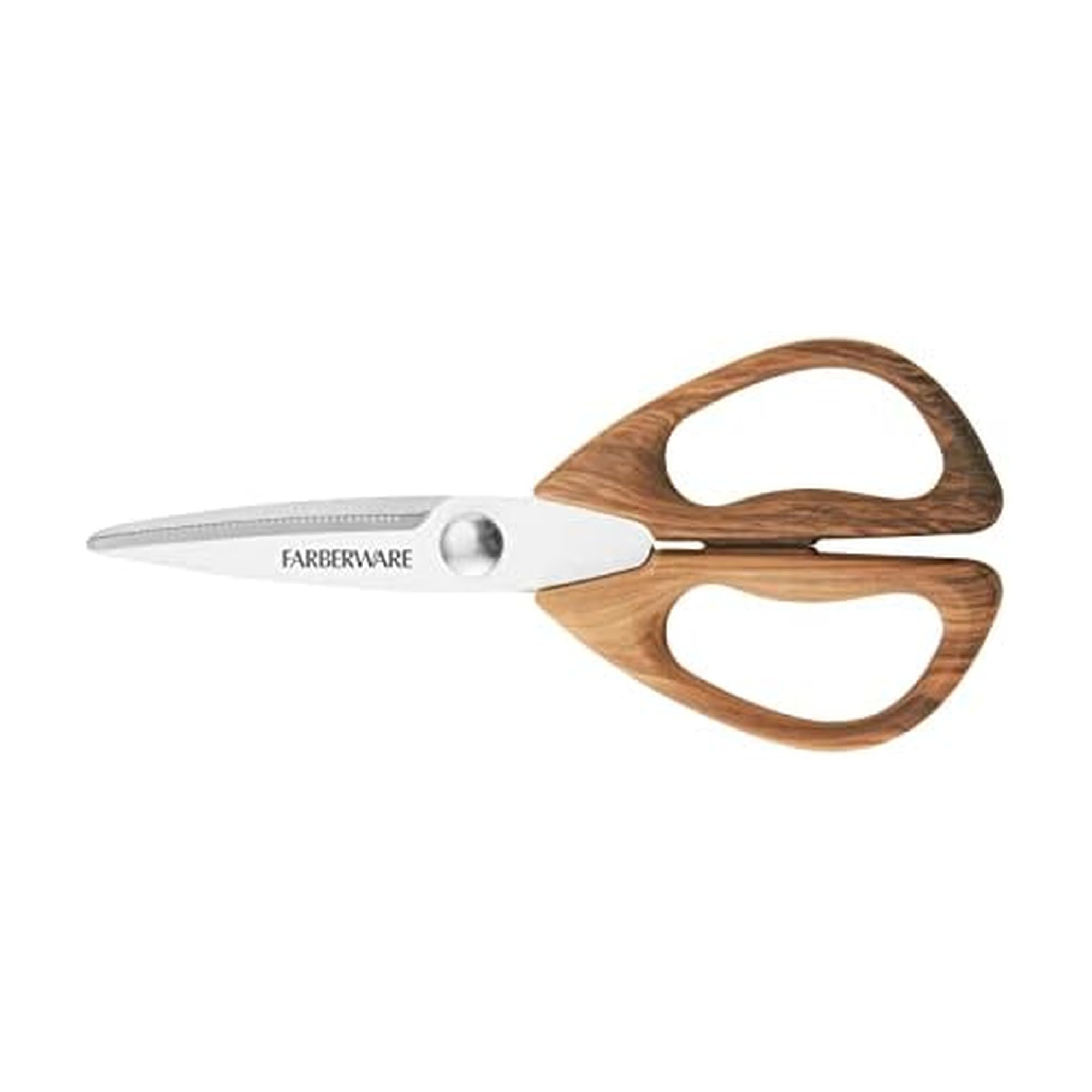 Farberware 5221282 Resin Coated Non-Slip Stainless Steel Kitchen Shears with Faux Pecan Wood Handles