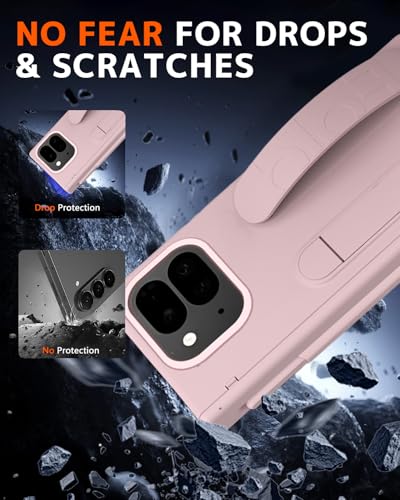 Coque Google Pixel 10 Pro Fold mince rose avec support visionnage et protection charnière
