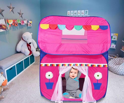 Image of Homecute Foldable Pop Up Hut Type Kids Toys Jumbo Size Play Tent House for Boys and Girls. (Big Size Pink)