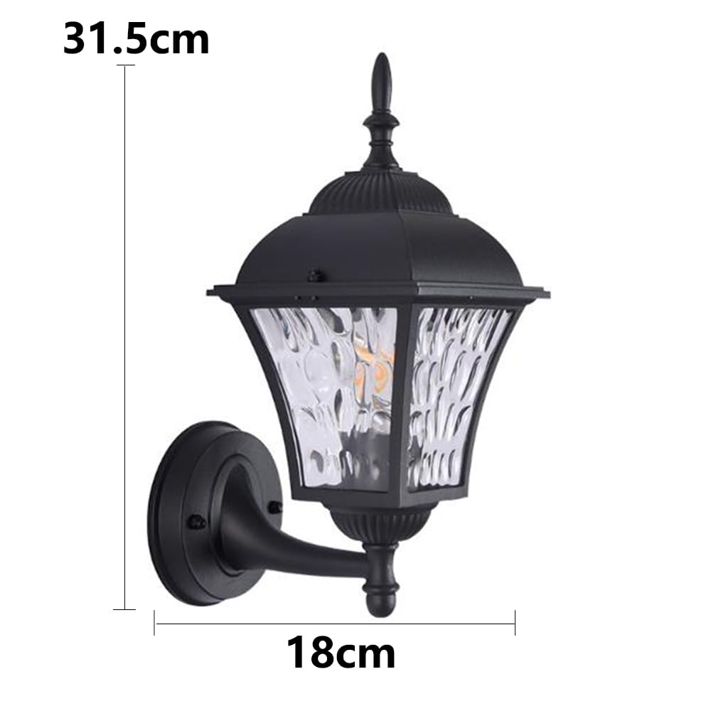Nowoczesna lampa ogrodowa, zewnętrzna lampa ścienna, metalowa latarnia, wodoodporna obudowa, E27, zewnętrzna brama, oświetlenie drzwi wejściowych, plastikowa kinkiet, balkon, ganek, patio, tradycyjna