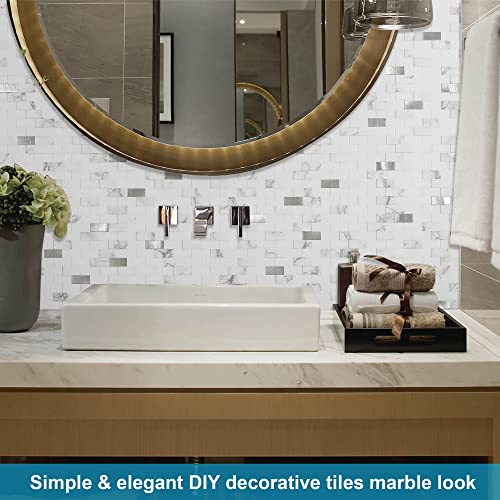 Benice Peel And Stick Backsplash For Kitchen Tiles,Bathroom Tiles For Wall Peel And Stick Tile Adhesive Wall Tiles Mirror Stick Tiles(10Sheets, White) #TOP3