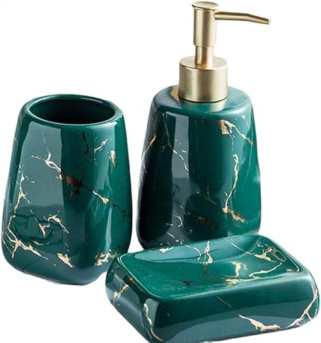 XUDREZ Juego de accesorios de baño, juego de accesorios de baño con aspecto de mármol, incluye bomba dispensadora de jabón, soporte para cepillo de disponible en Yaxa Venezuela