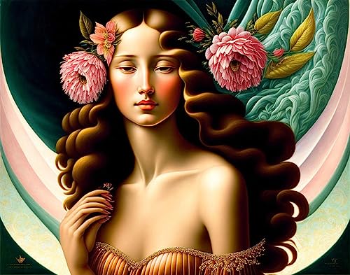 Affiches sur toile décoration murale Jeune femme née d'une fleur 58x90