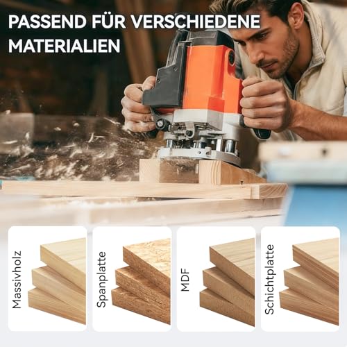 AKYLIN 3 Stück Bündigfräser 8 mm Schaft, Kopierfräser für Oberfräse, Bündigfräser mit anlaufring oben Set Holzbearbeitungs Schneidwerkzeug für Holz