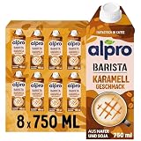 Alpro Barista Karamell – Zum Aufschäumen – Von Natur aus laktosefrei – 8 x 750 ml – Haltbar