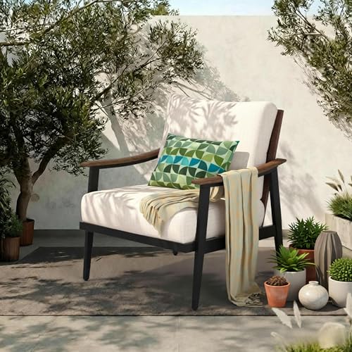NATURAL EXPRESSIONS Patio Sofa Outdoor Furniture Metal Chair with Wicker